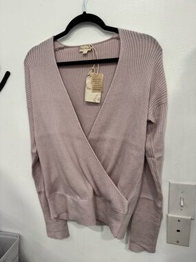 Hem & Thread Mauve Ribbed Wrap Sweater